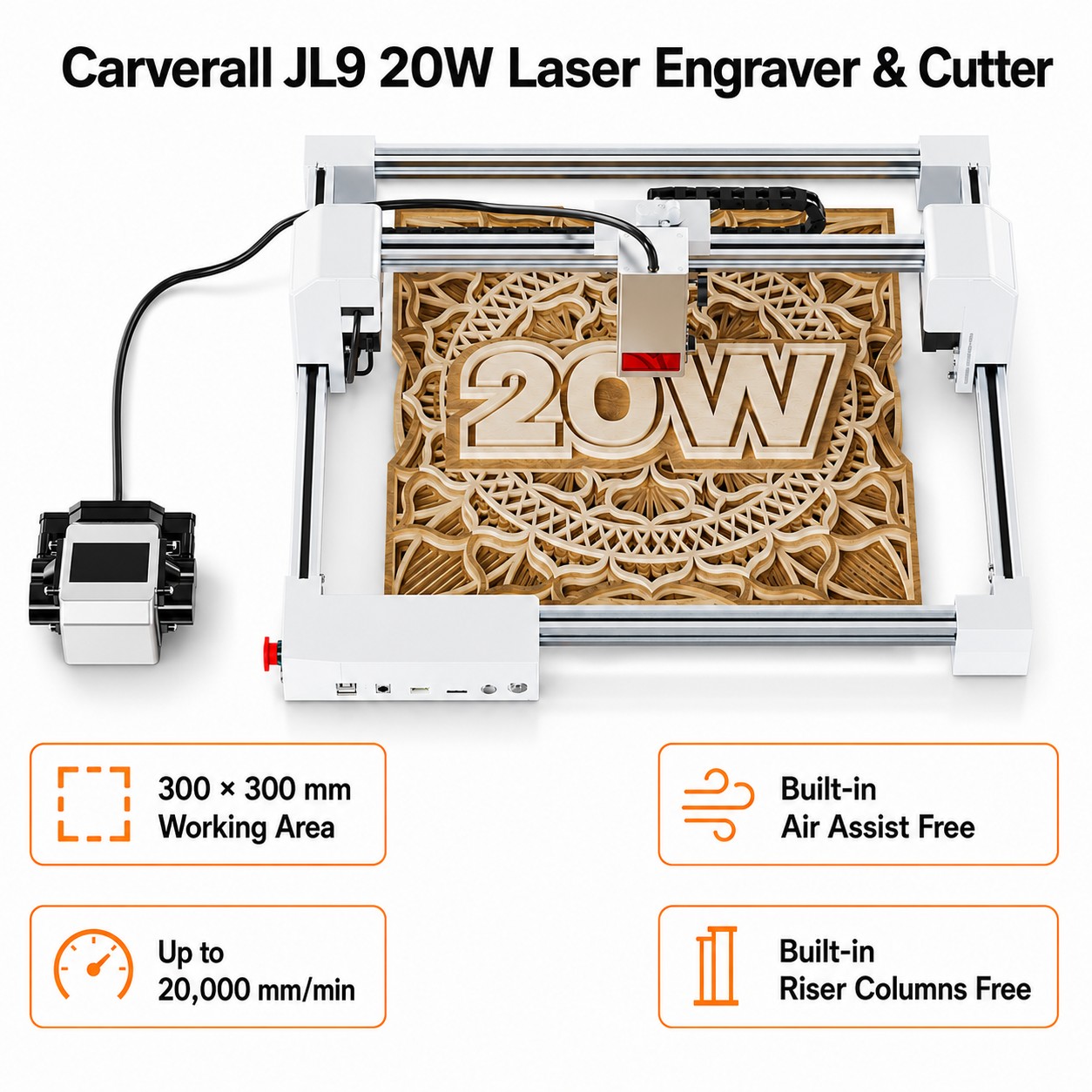 Industrial Laser Solutions - Carverall JL9 20W Laser Engraver Cutter,