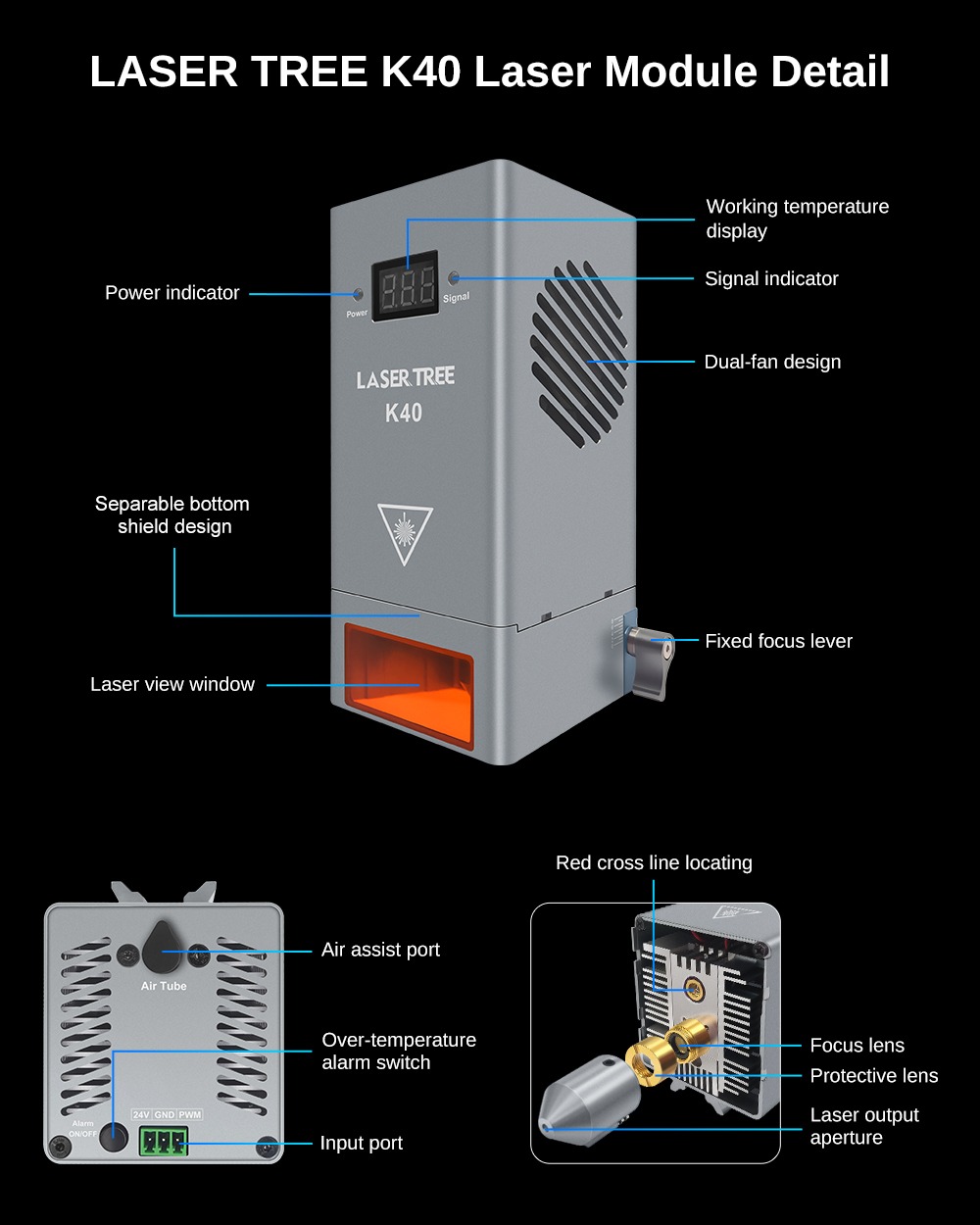 K40 44w high optical power 450 - Diode Laser Module recension och pris