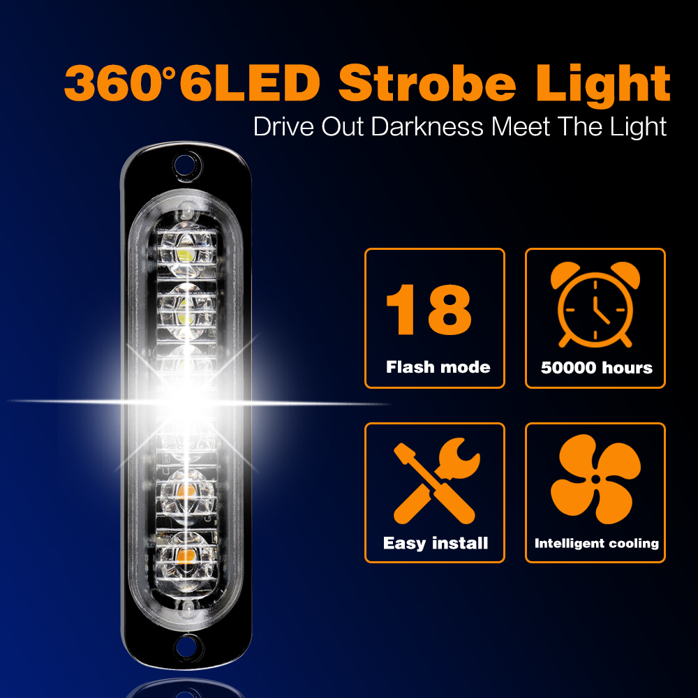 6 LED Strobe Warning Lights St - Industrial Laser Pointer 24V recension och pris